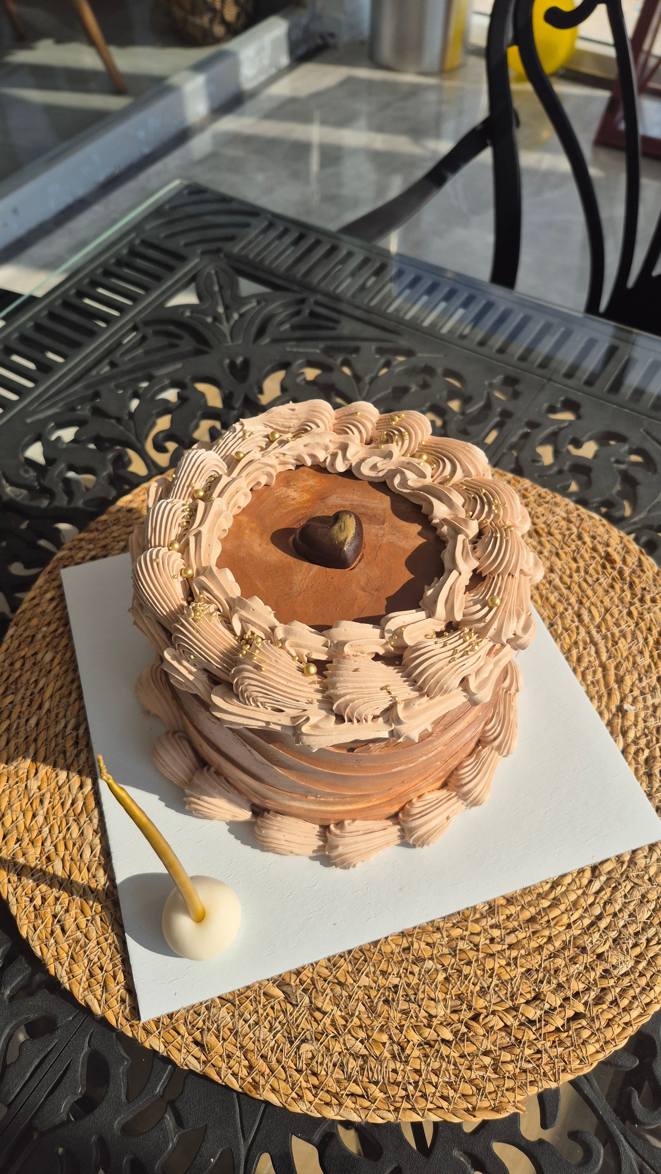 Pink confetti birthday cake